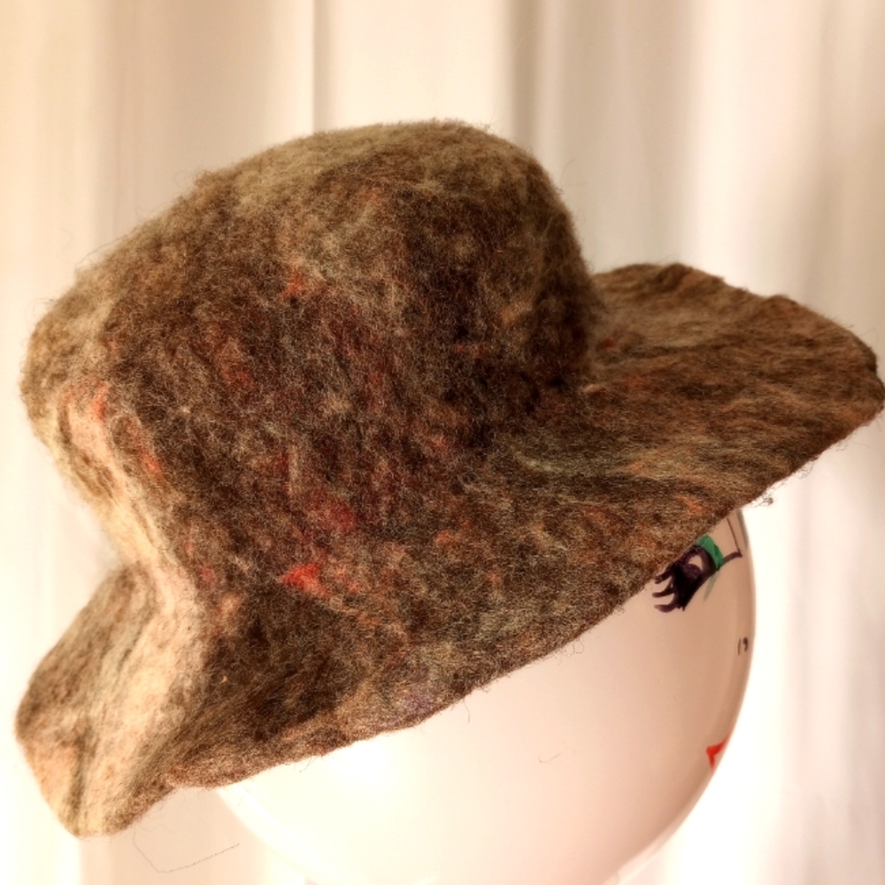 Vintage Felted Wool Bucket Hat- Reversible OS